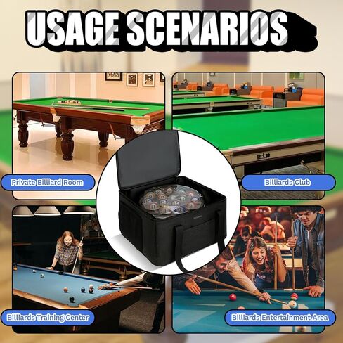 Pool Ball Cleaner Storage Bag, Carrying Case for Most Pool Ball Cleaner Machines, Thick Foam-Padded Protective Organizer with Pockets for Billiard Accessories, Black (Bag Only) in Saudi Arabia