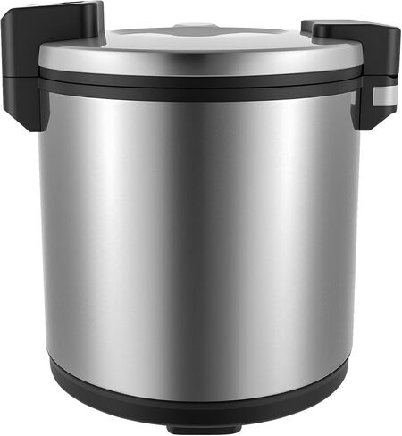 سخان الأرز التجاري، سخان الأرز الكهربائي سعة 100 كوب مع وعاء داخلي غير لاصق وملعقة أرز، تحكم في درجة الحرارة 65 درجة مئوية، سعة 6 جالون/23 لتر، سخان طعام فضي لمطعم الوجبات الخفيفة في المطاعم in Kuwait