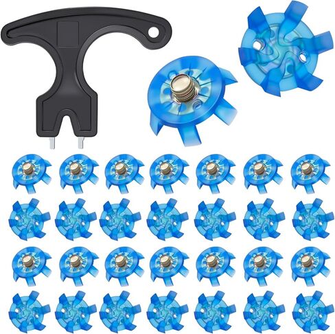 31Pcs Golf Spikes Set 30 Golf Shoe Spikes Replacements with 1 Black Cleats Spanner Metal Thread Screw 6 mm Dia Shoe Cleats Suitable for Use on Lawns or Golf Courses in Saudi Arabia
