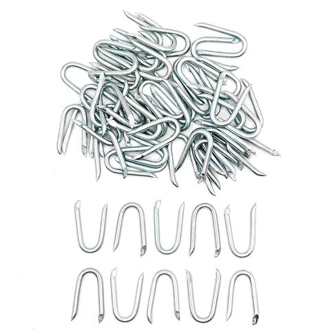 210 pcs Steel Wire Fencing Staples, U Fence Staples, 0.98" inch Galvanized Steel Fence Staple Nails, Heavy Duty U-Shaped Fasteners Nails for Wood and Barbed Wire Fencing in Saudi Arabia