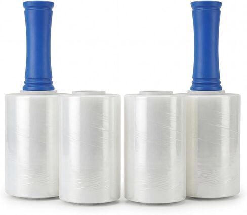 4 Pack Stretch Wrap for Moving, 5 Inch x 1000ft 80 Gauge, Heavy Duty Clear Plastic Wrap with Handles, Packing, Shipping, Pallet & Furniture Protection in Saudi Arabia