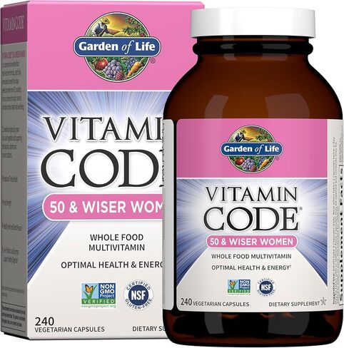 Garden of Life Multivitamin for Women 50 & Over ، Code Code Women 50 & Wiser Multi - 240 Capsules مع الفيتامينات A ، B ، C ، D3 ، E&K ، CoQ10 ، البروبيوتيك والإنزيمات in Saudi Arabia