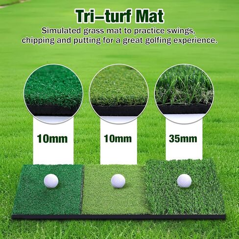 MoKo Golf Net with Practice Mat, 10 x 7 ft Golf Hitting Net for Outdoor Indoor Backyard Driving Chipping Swing Training, All-in-One Multi-Target Training Aid Practice Nets with Tri-Turf Mat in Saudi Arabia