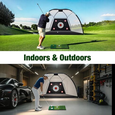 MoKo Golf Net with Practice Mat, 10 x 7 ft Golf Hitting Net for Outdoor Indoor Backyard Driving Chipping Swing Training, All-in-One Multi-Target Training Aid Practice Nets with Tri-Turf Mat in Saudi Arabia