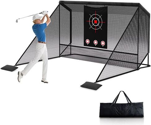10x7ft Golf Hitting Practice Net with Dual Side Net Barriers & Durable Heavy Duty Steel Frame, Golf Nets Backyard Driving, Chipping & Swing Training for Indoor&Outdoor in Saudi Arabia
