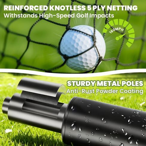 10x7ft Golf Hitting Practice Net with Dual Side Net Barriers & Durable Heavy Duty Steel Frame, Golf Nets Backyard Driving, Chipping & Swing Training for Indoor&Outdoor in Saudi Arabia