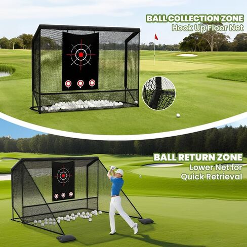 10x7ft Golf Hitting Practice Net with Dual Side Net Barriers & Durable Heavy Duty Steel Frame, Golf Nets Backyard Driving, Chipping & Swing Training for Indoor&Outdoor in Saudi Arabia