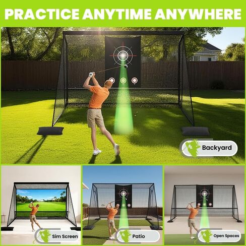 10x7ft Golf Hitting Practice Net with Dual Side Net Barriers & Durable Heavy Duty Steel Frame, Golf Nets Backyard Driving, Chipping & Swing Training for Indoor&Outdoor in Saudi Arabia