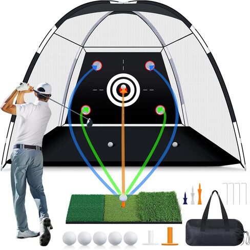 MoKo Golf Net with Practice Mat, 10 x 7 ft Golf Hitting Net for Outdoor Indoor Backyard Driving Chipping Swing Training, All-in-One Multi-Target Practice Nets, Gifts for Men Dad Him and Golfer in Saudi Arabia