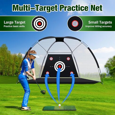 MoKo Golf Net with Practice Mat, 10 x 7 ft Golf Hitting Net for Outdoor Indoor Backyard Driving Chipping Swing Training, All-in-One Multi-Target Practice Nets, Gifts for Men Dad Him and Golfer in Saudi Arabia