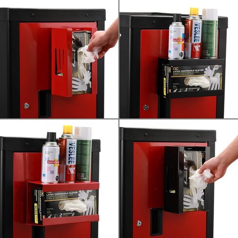 EMENTOL 2PCS Magnetic Glove/Tissue Dispenser Holder Set, Red and Black Glove Dispenser Wall Mount, Mount Onto Tool Box or in Workshops in Saudi Arabia