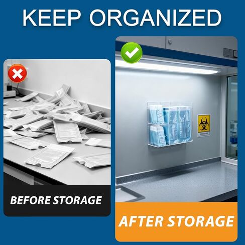 SEANADO Sterilization Pouch Organizer – 4-Compartment Acrylic Dispenser Holder, Wall Mount or Desktop Rack for All Size Sterilization Pouches in Kuwait