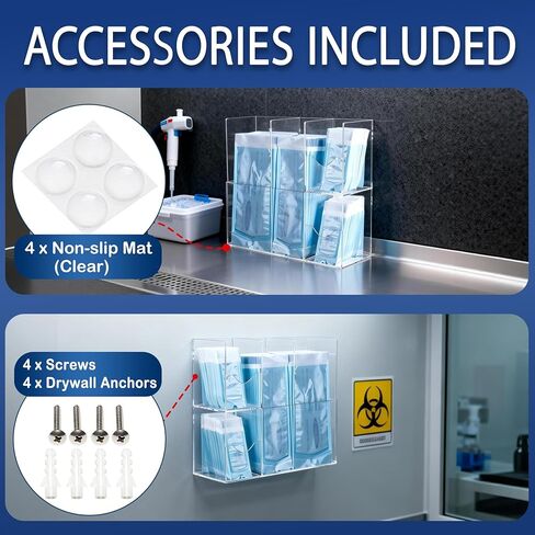 SEANADO Sterilization Pouch Organizer – 4-Compartment Acrylic Dispenser Holder, Wall Mount or Desktop Rack for All Size Sterilization Pouches in Kuwait