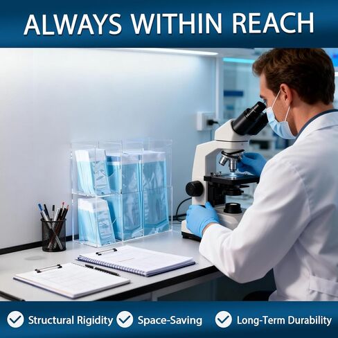 SEANADO Sterilization Pouch Organizer – 4-Compartment Acrylic Dispenser Holder, Wall Mount or Desktop Rack for All Size Sterilization Pouches in Kuwait