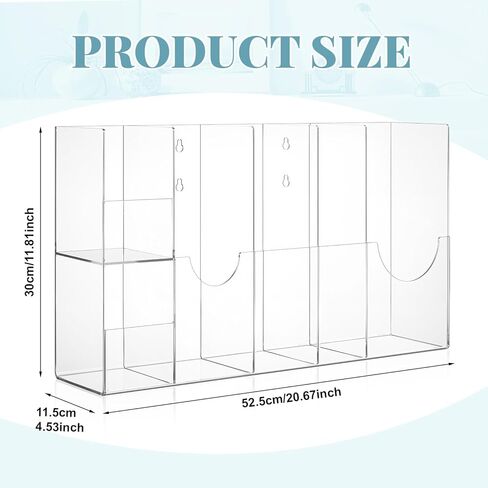 Leinuosen Clear Acrylic Sterilization Pouches Dispenser Rack Organizer Multi-Sized 6 Divided Stations Wall Mount Holder for All Size Sterilization Pouches in Kuwait