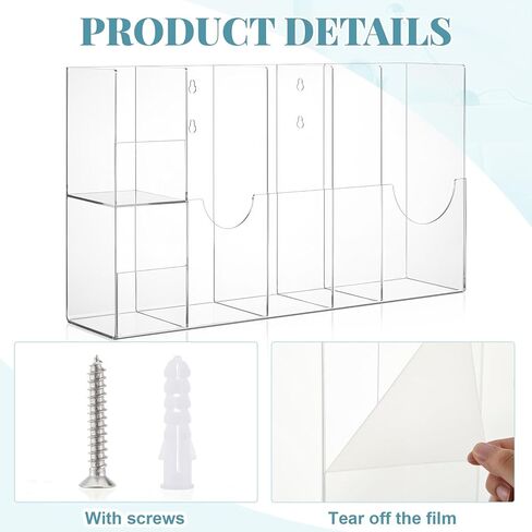 Leinuosen Clear Acrylic Sterilization Pouches Dispenser Rack Organizer Multi-Sized 6 Divided Stations Wall Mount Holder for All Size Sterilization Pouches in Kuwait