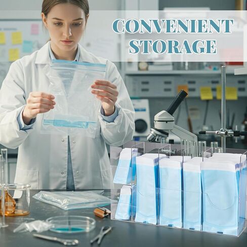 Leinuosen Clear Acrylic Sterilization Pouches Dispenser Rack Organizer Multi-Sized 6 Divided Stations Wall Mount Holder for All Size Sterilization Pouches in Kuwait