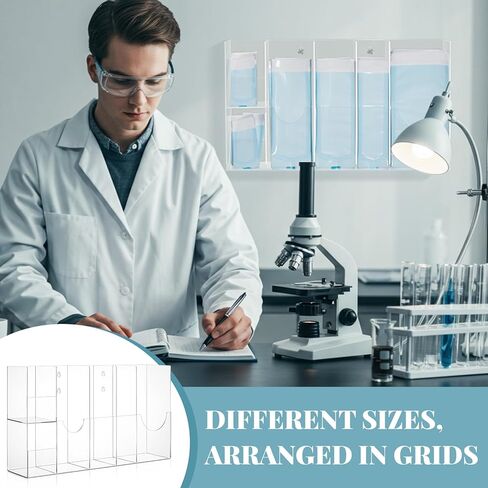 Leinuosen Clear Acrylic Sterilization Pouches Dispenser Rack Organizer Multi-Sized 6 Divided Stations Wall Mount Holder for All Size Sterilization Pouches in Kuwait