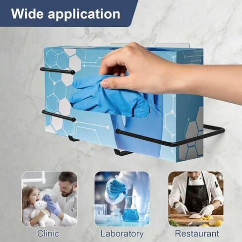 Metal Glove Holder for Wall Mount(2 Pack),Glove Box Holder Wall Mount for Laboratory,Healthcare, Hospital, Restaurants,Black Medical Glove Holder with Mounting Accessories Included in Kuwait