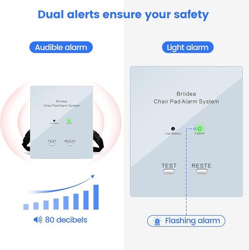 Chair Alarm for Elderly & Dementia Patients, Briidea Wheelchair Alarm with Sound & Light Alerts, Fall Prevention, Easy to Clean, Enhanced Safety Protection in Saudi Arabia