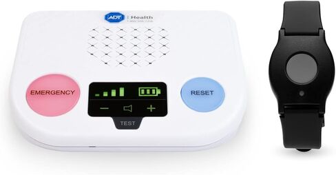 ADT Medical Alert Plus - نظام تنبيه طبي داخلي لكبار السن - تغطية خلوية 4G، نطاق قلادة 600 قدم، مراقبة درجة حرارة المنزل، مراقبة على مدار الساعة طوال أيام الأسبوع في الولايات المتحدة (قلادة كشف السقوط) in Kuwait