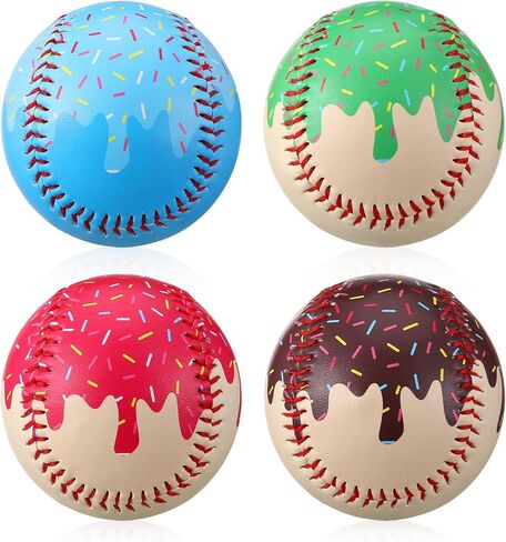 4 Pcs Weighted Training Balls for Baseball Softball 7 oz Weighted Plyometric Baseballs Ice Cream Drip for Pitching Throwing Hitting Training for All Skill Level Improved Power, 4 Styles in Saudi Arabia