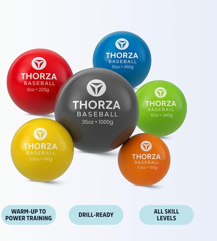 Thorza Weighted Training Balls (6-Pack) – Plyometric Throwing Set for Pitching Velocity & Arm Strength | Color-Coded Overload & Underload for Baseball Training in Kuwait