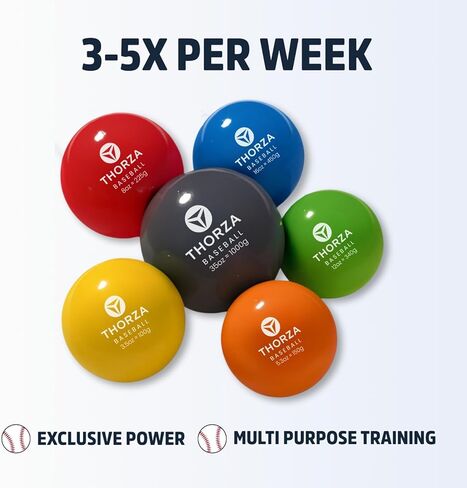 Thorza Weighted Training Balls (6-Pack) – Plyometric Throwing Set for Pitching Velocity & Arm Strength | Color-Coded Overload & Underload for Baseball Training in Kuwait