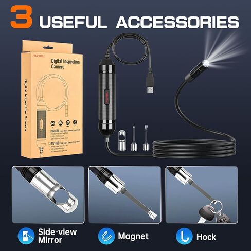 Autel MaxiVideo MV108S Inspection Camera - 8.5mm Diameter, Imager USB Endoscope with Light, 1920x1080 HD 2MP Borescope for Autel Scanner & PC, Upgraded Waterproof Inspection Camera and Cable USB in Kuwait