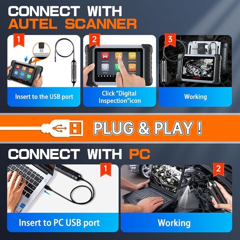 Autel MaxiVideo MV108S Inspection Camera - 8.5mm Diameter, Imager USB Endoscope with Light, 1920x1080 HD 2MP Borescope for Autel Scanner & PC, Upgraded Waterproof Inspection Camera and Cable USB in Kuwait