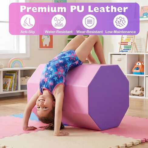 Goplus 24.5" x 26" Octagon Gymnastics Mat, Skill Shape Tumbling Mat w/Waterproof Zippered Cover & Thick Filling, Somersault Backbend Trainer for Cheerleading & Martial Arts in Saudi Arabia