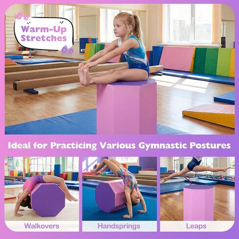 Goplus 24.5" x 26" Octagon Gymnastics Mat, Skill Shape Tumbling Mat w/Waterproof Zippered Cover & Thick Filling, Somersault Backbend Trainer for Cheerleading & Martial Arts in Saudi Arabia