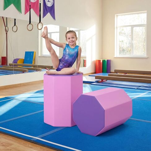 Goplus 24.5" x 26" Octagon Gymnastics Mat, Skill Shape Tumbling Mat w/Waterproof Zippered Cover & Thick Filling, Somersault Backbend Trainer for Cheerleading & Martial Arts in Saudi Arabia