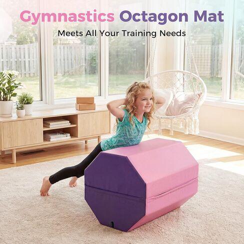 سجادة الجمباز المثمنة، 19 بوصة × 19 بوصة × 23 بوصة، سجادة تمرين منزلية على شكل مهارة، مع رغوة عالية الكثافة وغطاء مقاوم للماء، سجادة تدحرج على شكل مهارة، مدرب خلفي للجمباز والتشجيع والفنون القتالية in Kuwait