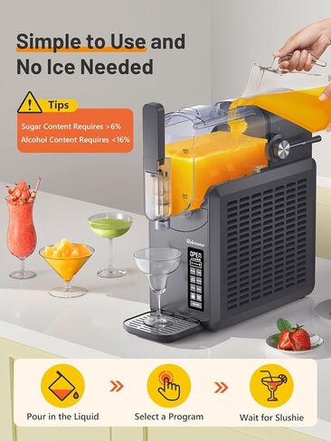 ماكينة سلوشي للمنزل - 6 برامج معدة مسبقًا، فرابيه تقديم ناعم، ميلك شيك، مارجريتا ومشروبات مجمدة، لا حاجة للثلج، تنظيف تلقائي، شاشة LED، تشغيل هادئ، سعة 88 أونصة in Kuwait