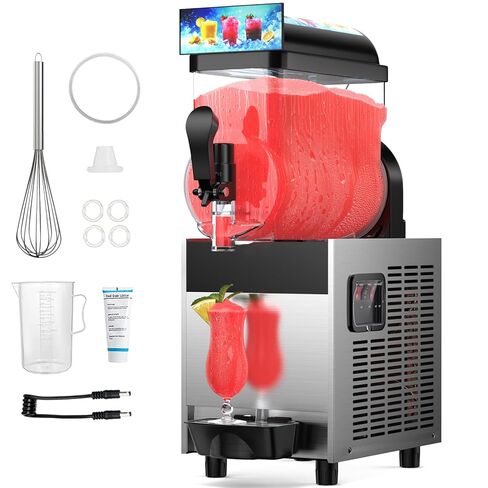 45L 110V Commercial Slushy Machine with LED Light, 15L×3 Tanks Commercial Frozen Drink Machine, Stainless Steel Margarita Slushie Maker, Quick Making,for Wine Cocktails, Daiquiri Juice in Kuwait