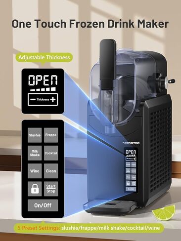 Slushie Machine, Slushy Machine for Home with 5 Preset Programs, No Ice Needed, Frozen Drink Maker with Self-Cleaning for Frozen Margaritas, Frappés, Milkshake & More Black in Kuwait