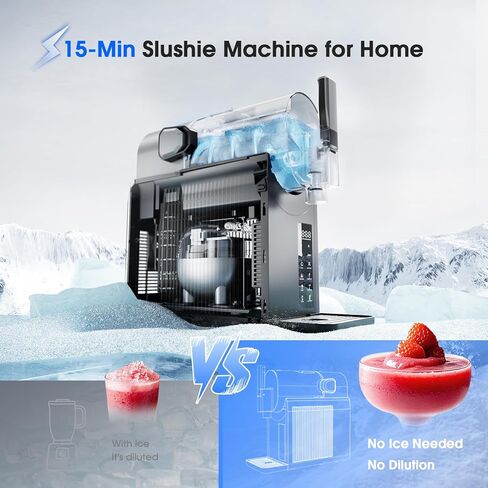 ماكينة سلوشي للمنزل، صانع مشروبات مجمدة احترافية - لا حاجة للثلج، تنظيف تلقائي، 6 برامج معدة مسبقًا، تجميد سريع في 15 دقيقة، الحفاظ على طازجة لمدة 4 ساعات، للمارجريتا المجمدة والفرابيه والميلك شيك والمزيد in Kuwait