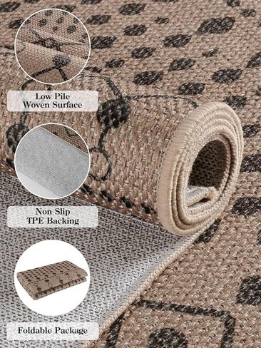 سجادة منطقة الجوت سهلة الاستخدام من Lahome Boho - 3x5 سجادة باب أمامية قابلة للغسل في الغسالة، سجادة مدخل سوداء، سجاد مطبخ هندسي، جنوب غربي غير قابل للانزلاق، سجادة مطبخ داخلية وخارجية لغرفة المعيشة وغرفة النوم والمكتب in Kuwait