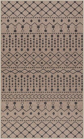 سجادة منطقة الجوت سهلة الاستخدام من Lahome Boho - 3x5 سجادة باب أمامية قابلة للغسل في الغسالة، سجادة مدخل سوداء، سجاد مطبخ هندسي، جنوب غربي غير قابل للانزلاق، سجادة مطبخ داخلية وخارجية لغرفة المعيشة وغرفة النوم والمكتب in Kuwait