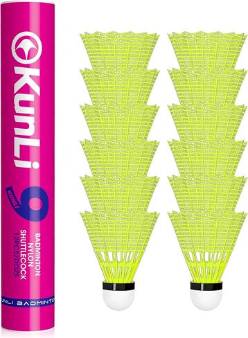 kunli Badminton Birdies 12 PCS, Nylon Badminton Shuttlecocks with Stability Durability for Baseball Batting Practice Training, Medium Or High Speed Birdie Balls in Kuwait