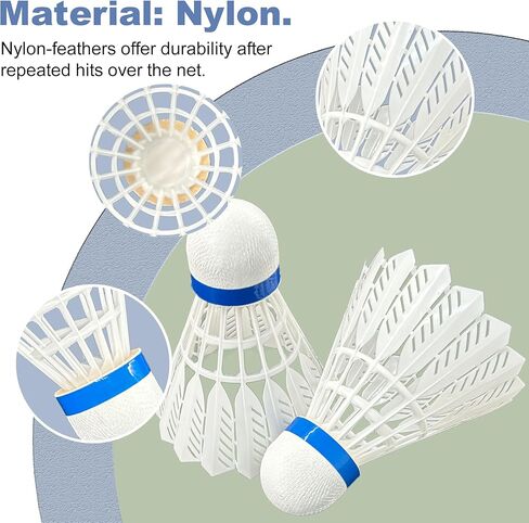 Senston Badminton Shuttlecocks Nylon Badminton Shuttlecocks Birdies Durability Stability Shuttlecock for Outdoor Indoor Sports Activities/Training in Kuwait