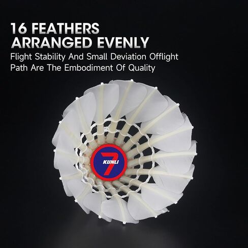 kunli Badminton Shuttlecocks 12-Pack (All Round Feather) Duck Feather Badminton Birdies with Great Durability Stability and Balance,Suitable for Professional Competition Or Training Indoor Sports in Kuwait