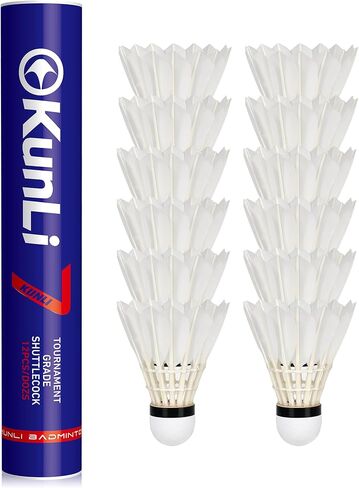 kunli Badminton Shuttlecocks 12-Pack (All Round Feather) Duck Feather Badminton Birdies with Great Durability Stability and Balance,Suitable for Professional Competition Or Training Indoor Sports in Kuwait