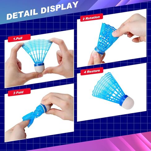 Soulchen 24 Pack 12 Pcs Colorful Badminton Birdies and 12 Pcs Glow in the Dark LED Shuttlecocks for Badminton Indoor Outdoor Training Exercise Gym Sports Activities in Kuwait