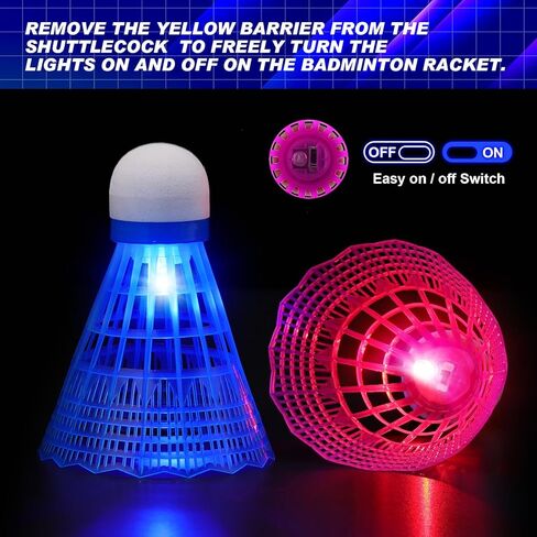 Soulchen 24 Pack 12 Pcs Colorful Badminton Birdies and 12 Pcs Glow in the Dark LED Shuttlecocks for Badminton Indoor Outdoor Training Exercise Gym Sports Activities in Kuwait