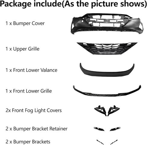 غطاء الوفير الأمامي متوافق مع 2019-2020 Hyundai Elantra GLS & SE (الولايات المتحدة الأمريكية المصممة)- الاستبدال المباشر#86511F3500/HY1000236- البلاستيك غير المطلي غير مصقول in Kuwait
