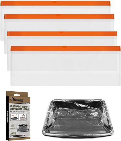 ROLLINGDOG 12 inch Disposable Paint Tray Liners - Heavy Duty LDPE Material Easy Removal and Fast cleanup(Pack of 5) in Kuwait