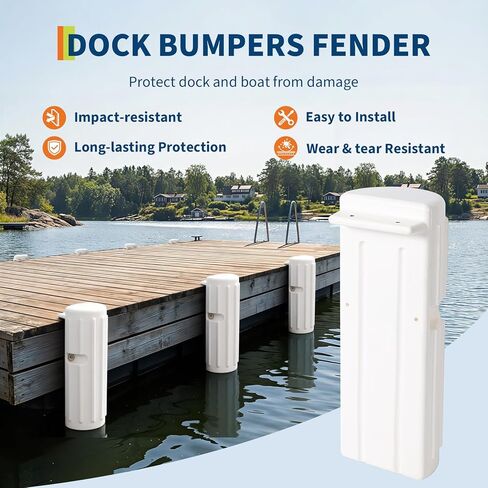 GarveeLife Boat Dock Bumpers for Edge or Side, Marine-Grade PVC Boat Fenders Guard 2 Pack, UV-Resistant, Durable Vertical Protection, Includes Mounting Hardware,White in Saudi Arabia