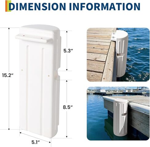 GarveeLife Boat Dock Bumpers for Edge or Side, Marine-Grade PVC Boat Fenders Guard 2 Pack, UV-Resistant, Durable Vertical Protection, Includes Mounting Hardware,White in Saudi Arabia